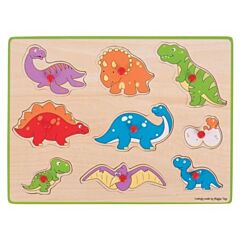 Knop-puslespil, Dinosaurs  9 brikker - Bigjigs