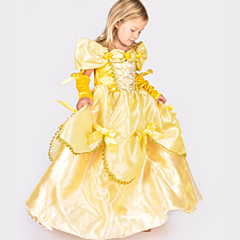 Prinsesse kjole Bella gul, 4-6 år - Den goda fen. Udklædning