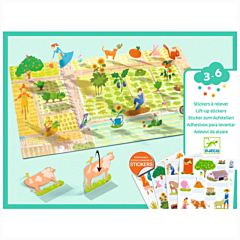 Djeco - Genanvendelige klistermærker - Lift-Up Stickers - Bondegård. Kreativ leg