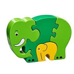 Puslespil - Elefantmor og barn (Fair Trade) - grøn - Lanka Kade