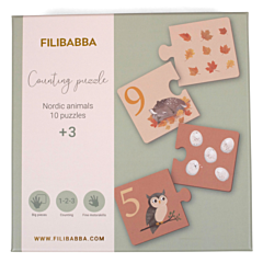 Filibabba puslespil - lær at tælle 1 til 10 - Nordiske dyr - pædagogisk legetøj