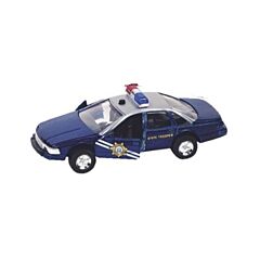 Bil i metal - politibil med lyd - blå
