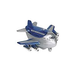Flyvemaskine i metal - med lyd og lys - blå/sølv