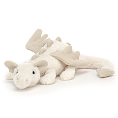 Jellycat tøjdyr - Drage 26 cm - Snow Dragon Little. Sjovt legetøj og sød dåbsgave. 