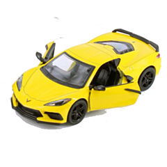 Bil i metal - Corvette 2021, gul. Supersej legetøjsbil