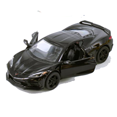 Bil i metal - Corvette 2021, sort. Supersej legetøjsbil