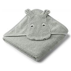 Babyhåndklæde med hætte - Albert Hippo dove blue - Økologisk fra Liewood