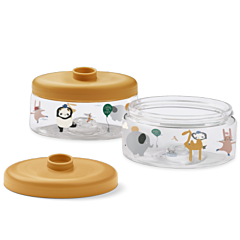 Liewood - Babymad bokse 2 stk 500 ml - Dominique - Around the world Sandy