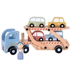 Lastbil med 4 biler - Little Dutch - legetøj
