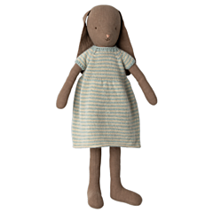 Maileg Kanin - medium, size 4 -  Brun med strikket kjole - Bunny med lange ører - legetøj