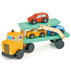 Biltransport - Lastbil i træ med 3 biler - Mentari. Sjovt legetøj