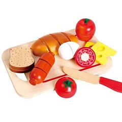 Legemad - Bakke med morgenmad i træ - brød og tilbehør - New Classic Toys