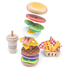 Legemad - Hamburger meal med hamburger som kan stables - New Classic Toys. Legetøj