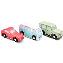 Træbiler - 3 retro biler - New Classic Toys 