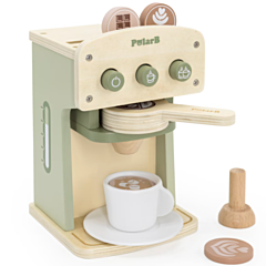 Legemad - Kaffemaskine i træ, grøn - Polar B. Legetøj