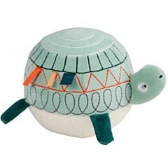 Stofbold med klokke, skildpadden Turbo - Sebra - babylegetøj